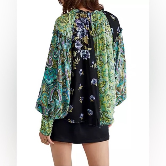 Free People Gemini Mixed Print Button Down Blouse - Picture 2 of 5